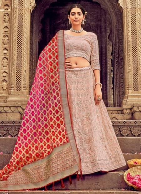 Peach Gajraj Lehenga New Latest Designer Ethnic Wear Georgette With Lucknowy Work Lehenga Choli Collection 8004